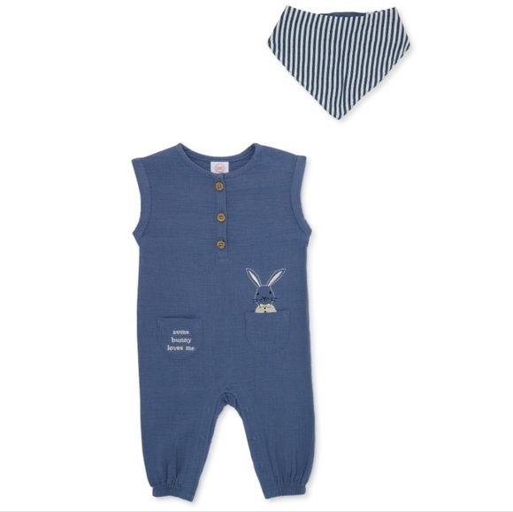 New unisex Easter spring summer romper and bandana set size 0/3 3/6 12 months - Picture 4 of 4